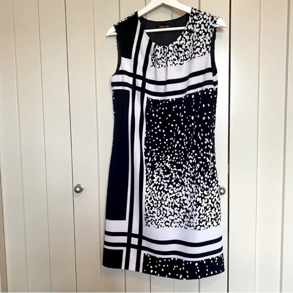 Voir Voir Black and White Asymmetrical Sheath Dress